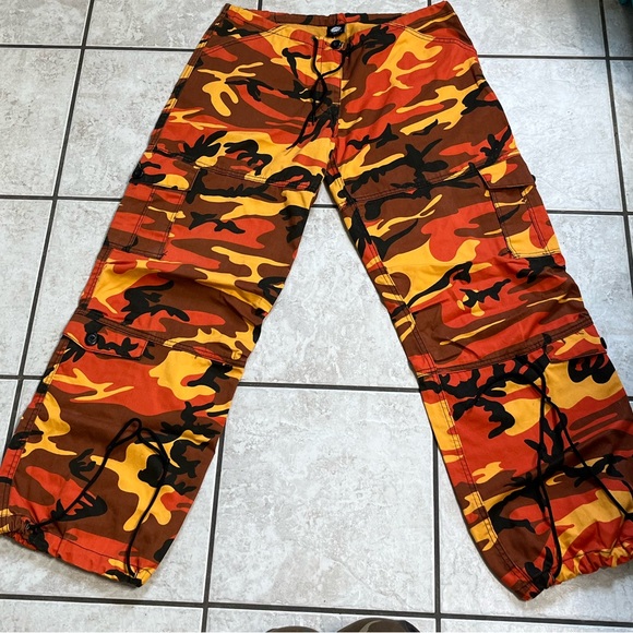 Rothco Baggy Fit Orange Camo Cargo Pants Size Small - Picture 2 of 4